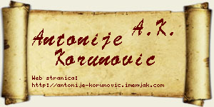 Antonije Korunović vizit kartica